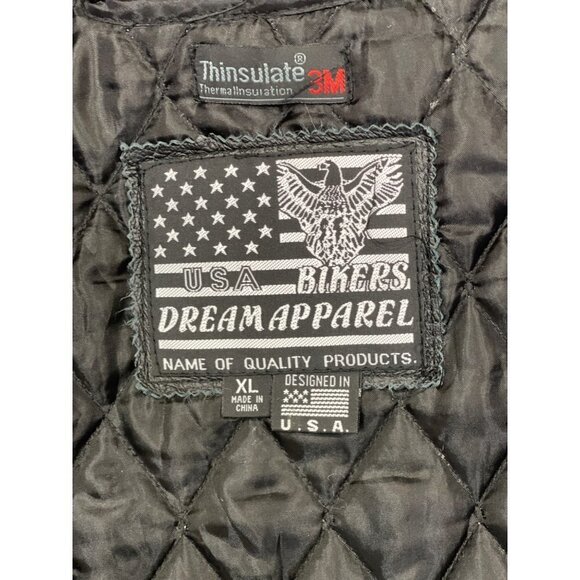 Vintage 90s-y2K Leather Biker Jacket w/Eagle "Live to Ride" Black Zip Out Liner‎ - Picture 10 of 16